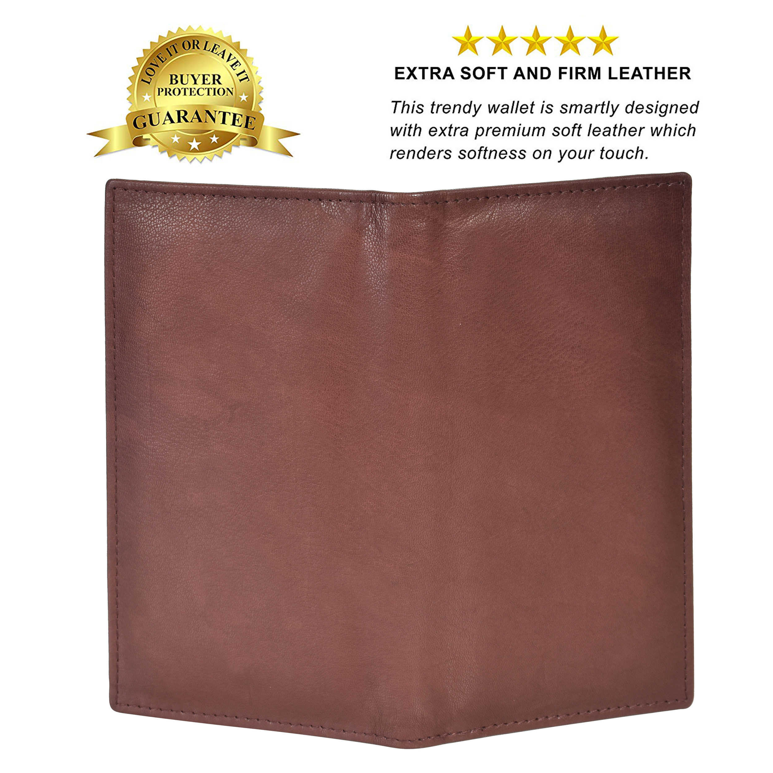 Leatherboss Genuine Leather Checkbook Cover Plain Set of 2, Black