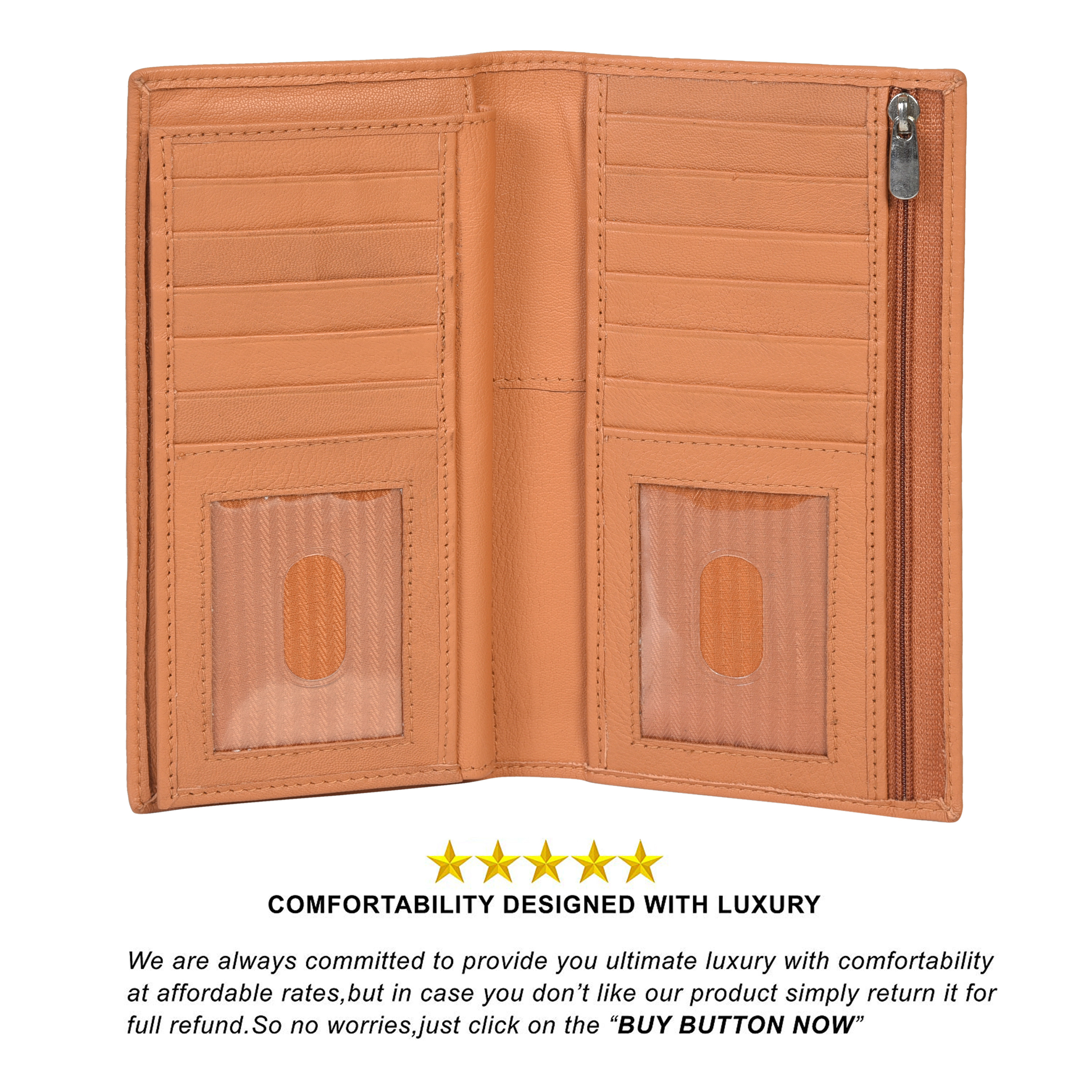 Leatherboss Genuine Leather Checkbook Cover Wallet with Credit Card