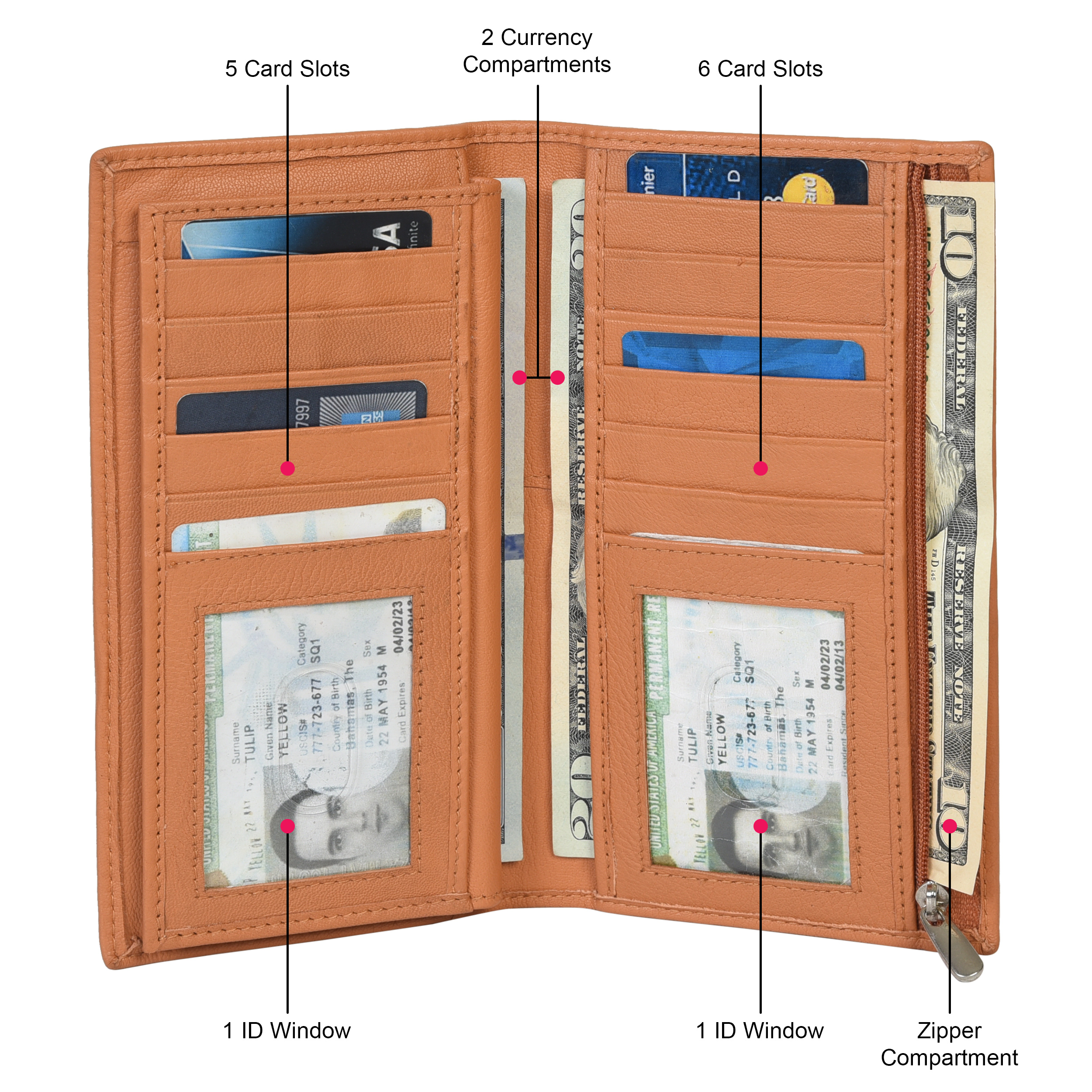 Portacarte Di Credito Pieghevole In Vera Pelle - Blocco RFID - Foto 8