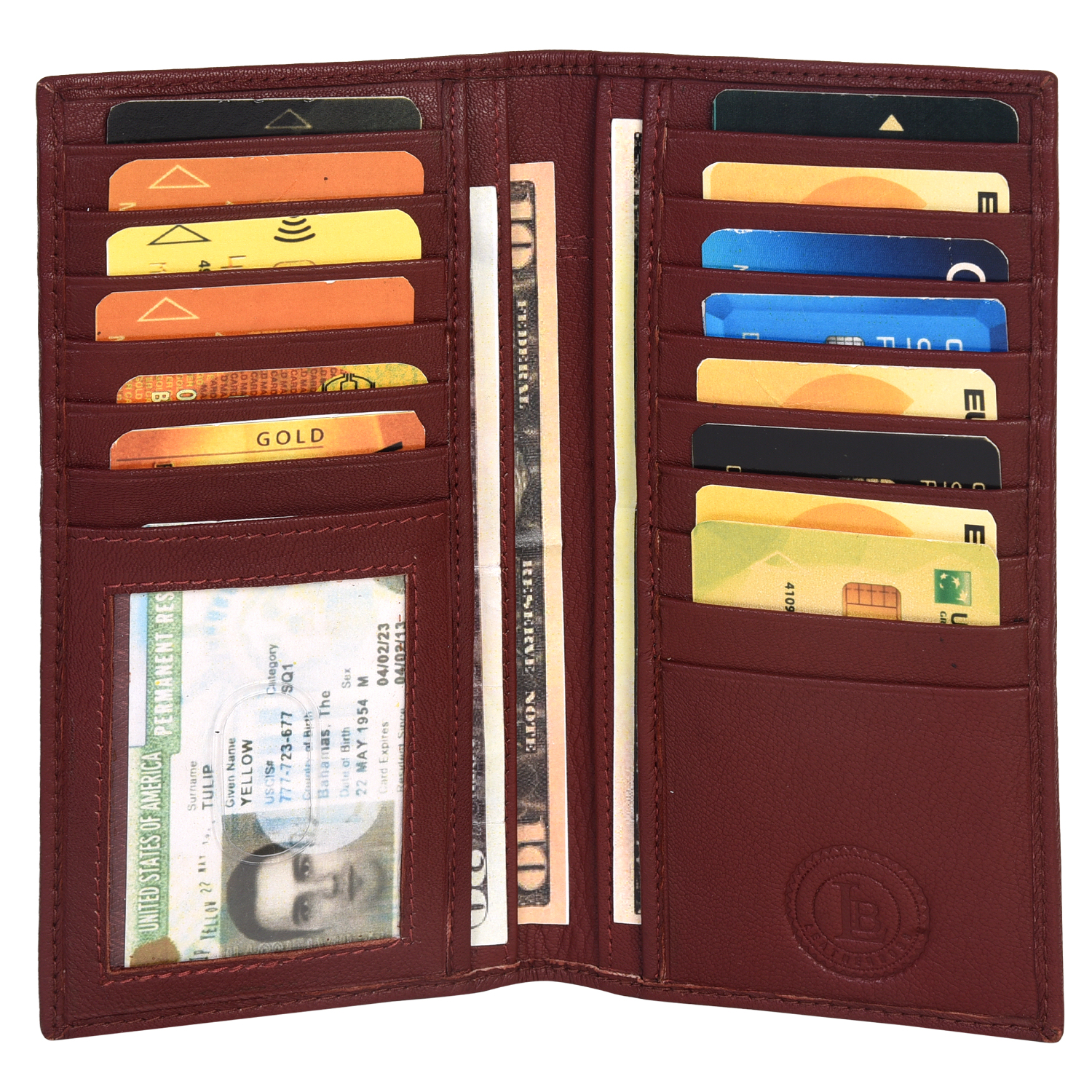 Leatherboss Genuine Leather Checkbook Cover & Credit Card Holder - Men's Wallet
