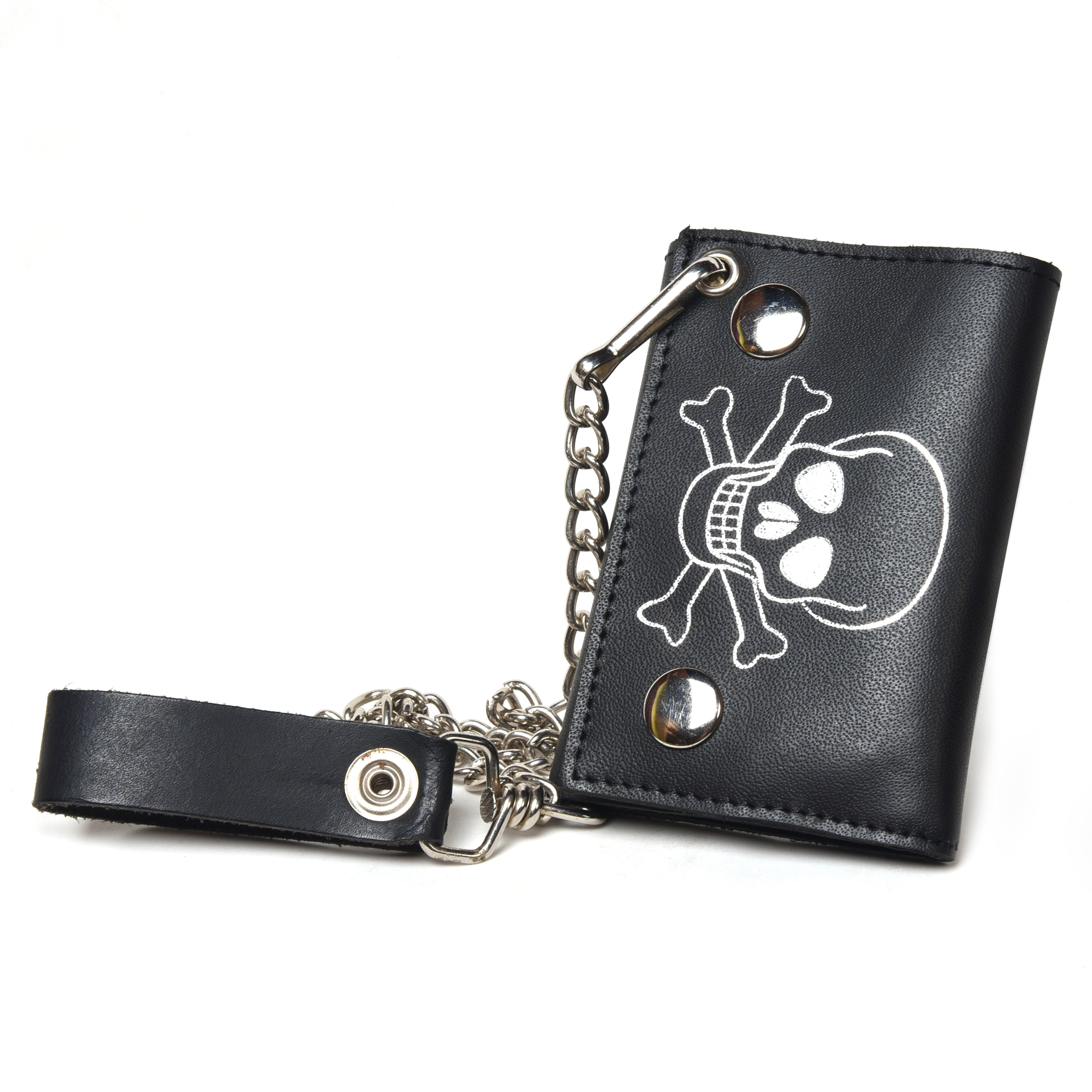 Leatherboss Genuine Leather Chain Trifold Wallet – Virgin Mary Design, 4.2 X 3.1 Inches, Biker Style Card Holder - View #3